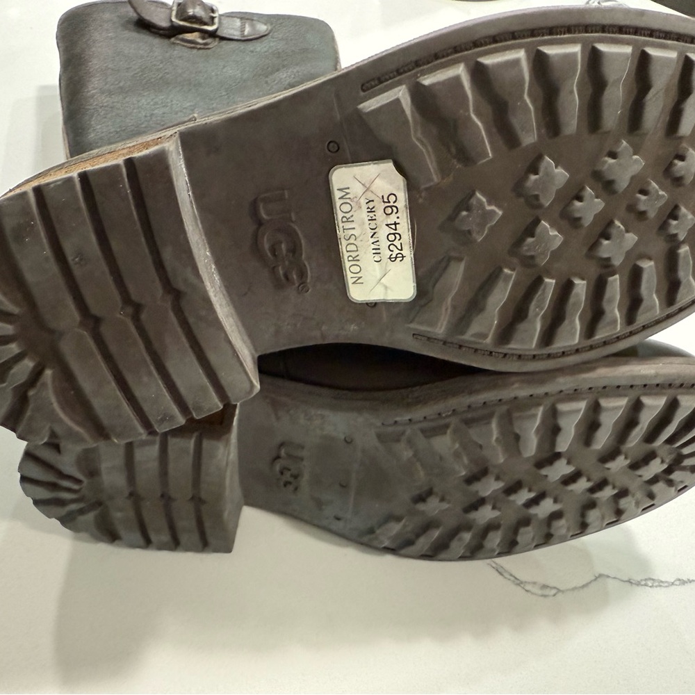 UGG Brown and Black Leather Riding Boots - Picture 3 of 5